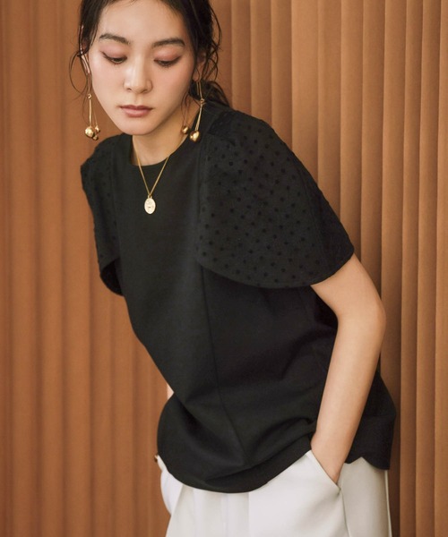 ELFRANK(エルフランク)の「ダンボール ドット パフスリーブ トップス《着用動画あり》(Tシャツ/カットソー・レディース・オフホワイト/ブラック・L/M)」の8枚目の写真