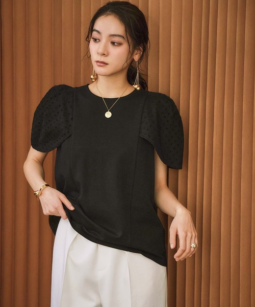 ELFRANK(エルフランク)の「ダンボール ドット パフスリーブ トップス《着用動画あり》(Tシャツ/カットソー・レディース・オフホワイト/ブラック・L/M)」の9枚目の写真
