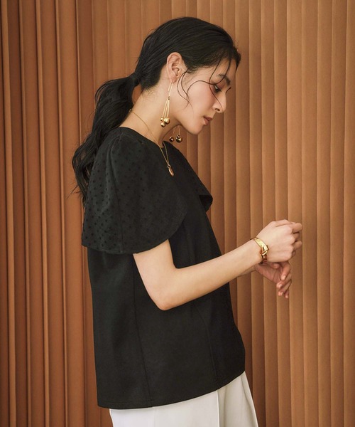ELFRANK(エルフランク)の「ダンボール ドット パフスリーブ トップス《着用動画あり》(Tシャツ/カットソー・レディース・オフホワイト/ブラック・L/M)」の10枚目の写真
