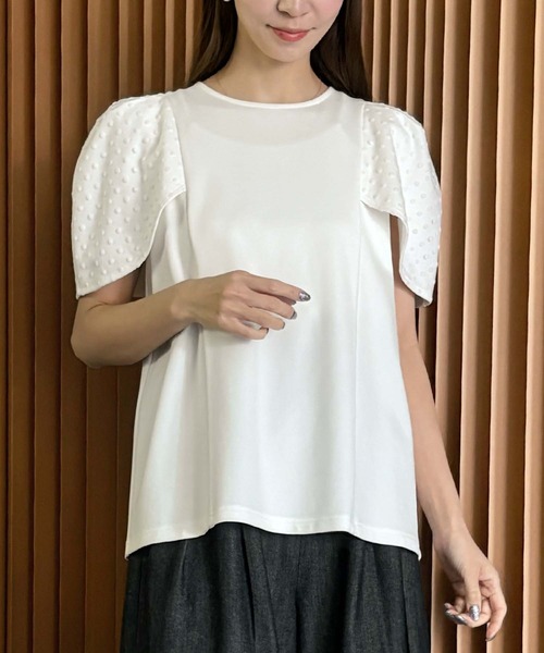 ELFRANK(エルフランク)の「ダンボール ドット パフスリーブ トップス《着用動画あり》(Tシャツ/カットソー・レディース・オフホワイト/ブラック・L/M)」の13枚目の写真
