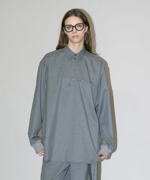 my beautiful landlet（マイビューティフルランドレット）の「【my beautiful landlet】WASHABLE WOOL OVERSIZE POLO SHIRT（Tシャツ/カットソー・キッズ・ブラック/グレー/ベージュ・1/0）」の2枚目の写真