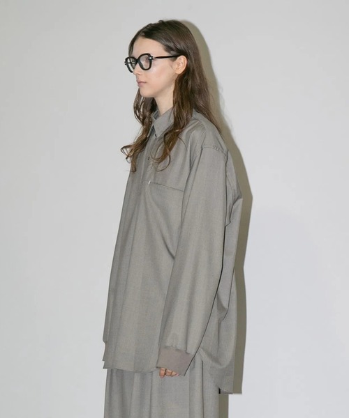 my beautiful landlet（マイビューティフルランドレット）の「【my beautiful landlet】WASHABLE WOOL OVERSIZE POLO SHIRT（Tシャツ/カットソー・キッズ・ブラック/グレー/ベージュ・1/0）」の7枚目の写真