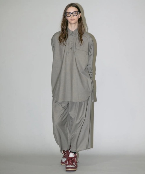 my beautiful landlet（マイビューティフルランドレット）の「【my beautiful landlet】WASHABLE WOOL OVERSIZE POLO SHIRT（Tシャツ/カットソー・キッズ・ブラック/グレー/ベージュ・1/0）」の9枚目の写真