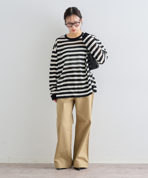 U by SPICK&SPAN(ユーバイスピックアンドスパン)の「ウォッシャブルシアーオーバーニット(ニット/セーター・レディース・ホワイト/マルチ/サックスブルー・FREE)」の8枚目の写真