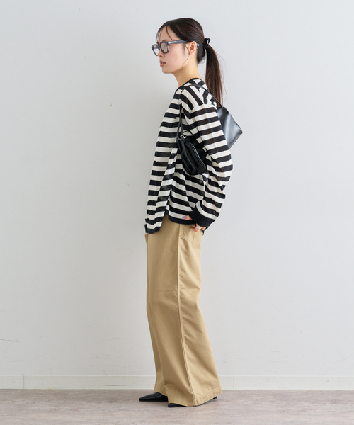 U by SPICK&SPAN(ユーバイスピックアンドスパン)の「ウォッシャブルシアーオーバーニット(ニット/セーター・レディース・ホワイト/マルチ/サックスブルー・FREE)」の9枚目の写真