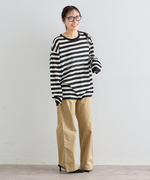 U by SPICK&SPAN(ユーバイスピックアンドスパン)の「ウォッシャブルシアーオーバーニット(ニット/セーター・レディース・ホワイト/マルチ/サックスブルー・FREE)」の12枚目の写真