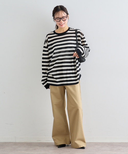 U by SPICK&SPAN(ユーバイスピックアンドスパン)の「ウォッシャブルシアーオーバーニット(ニット/セーター・レディース・ホワイト/マルチ/サックスブルー・FREE)」の14枚目の写真