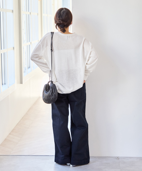 U by SPICK&SPAN(ユーバイスピックアンドスパン)の「ウォッシャブルシアーオーバーニット(ニット/セーター・レディース・ホワイト/マルチ/サックスブルー・FREE)」の17枚目の写真