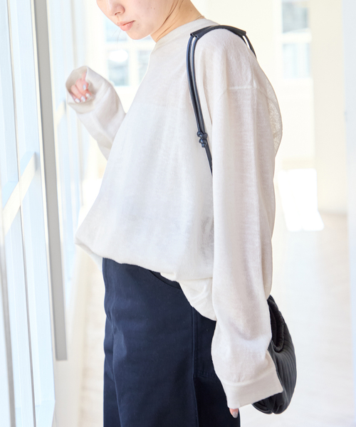 U by SPICK&SPAN(ユーバイスピックアンドスパン)の「ウォッシャブルシアーオーバーニット(ニット/セーター・レディース・ホワイト/マルチ/サックスブルー・FREE)」の20枚目の写真