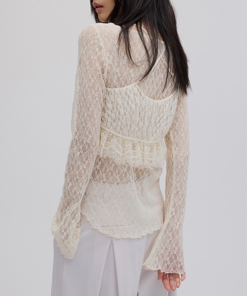 Ameri（アメリ）の「CUT LACE BUSTIER SET TOP（シャツ/ブラウス・レディース・アイボリー/ブラック・FREE）」の4枚目の写真