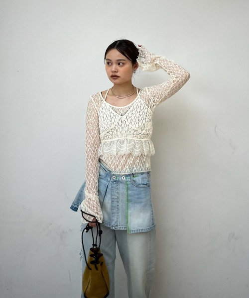 Ameri（アメリ）の「CUT LACE BUSTIER SET TOP（シャツ/ブラウス・レディース・アイボリー/ブラック・FREE）」の18枚目の写真