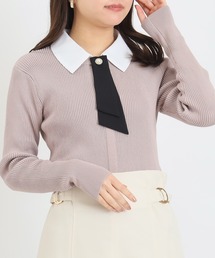 ASTORIA ODIER（アストリアオディール）の「3wayデタッチャブルボウタイニット(300日着られるニット イージーケア ウォッシャブル)（ニット/セーター）」