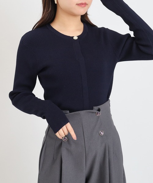 ASTORIA ODIER（アストリアオディール）の「３wayデタッチャブルボウタイニット(300日着られるニット/イージーケア/ウォッシャブル)（ニット/セーター・レディース・ネイビー/グレイッシュブルー/ホワイト×ブルー/ピンクベージュ・MEDIUM）」の14枚目の写真