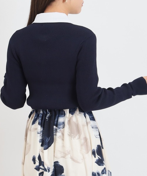 ASTORIA ODIER（アストリアオディール）の「３wayデタッチャブルボウタイニット(300日着られるニット/イージーケア/ウォッシャブル)（ニット/セーター・レディース・ネイビー/グレイッシュブルー/ホワイト×ブルー/ピンクベージュ・MEDIUM）」の21枚目の写真