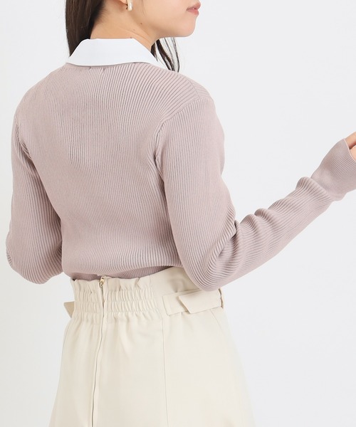 ASTORIA ODIER（アストリアオディール）の「３wayデタッチャブルボウタイニット(300日着られるニット/イージーケア/ウォッシャブル)（ニット/セーター・レディース・ネイビー/グレイッシュブルー/ホワイト×ブルー/ピンクベージュ・MEDIUM）」の18枚目の写真