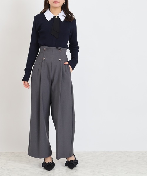 ASTORIA ODIER（アストリアオディール）の「３wayデタッチャブルボウタイニット(300日着られるニット/イージーケア/ウォッシャブル)（ニット/セーター・レディース・ネイビー/グレイッシュブルー/ホワイト×ブルー/ピンクベージュ・MEDIUM）」の15枚目の写真