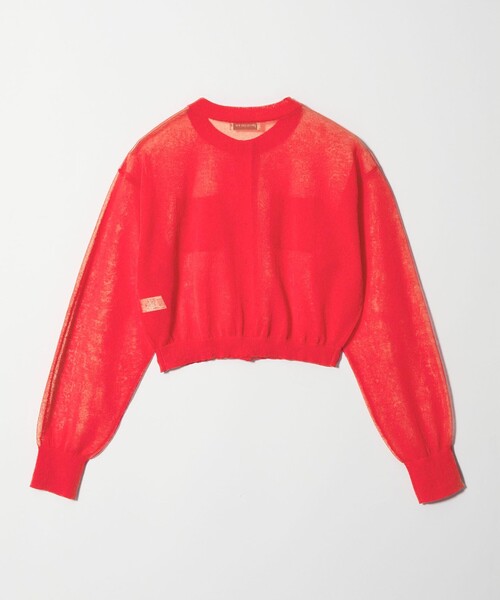 EMMEL REFINES（エメルリファインズ）の「＜EMMEL REFINES＞EM HW FILMY シアー クルーネック カーディガン（カーディガン/ボレロ・レディース・レッド/ホワイト/イエロー・FREE）」の10枚目の写真