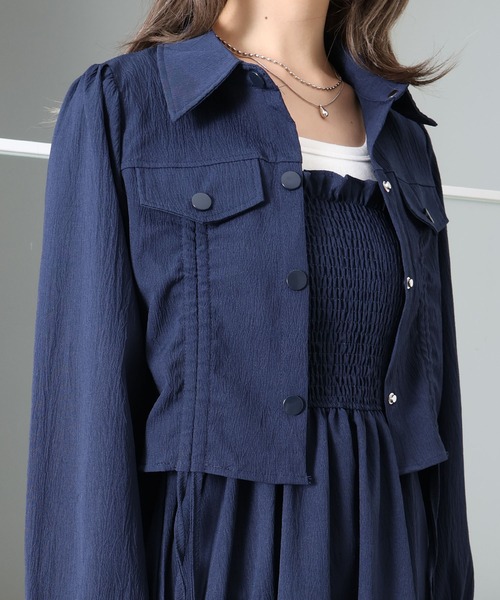 SpRay(スプレイ)の「シャーリングジャケットxキャミワンピース(ワンピース・レディース・ネイビー/ベージュ/チャコールグレー/ブラック・FREE)」の15枚目の写真