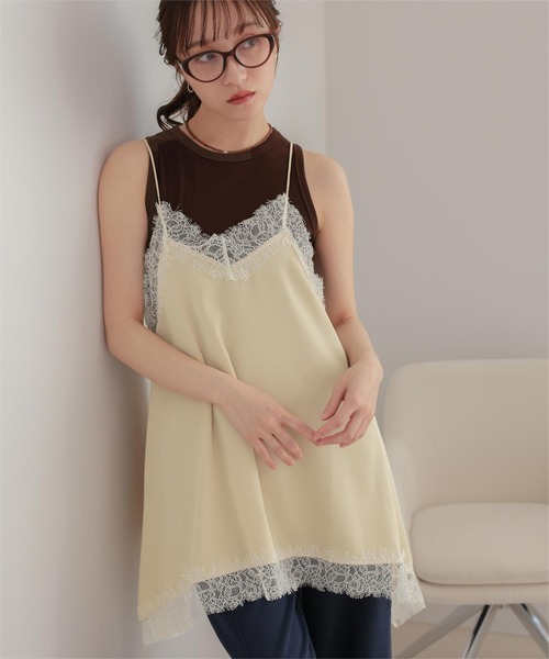 miette(ミエット)の「マットサテンレースキャミワンピース(ワンピース・レディース・ベージュ/ライトブルー/アイボリー/ブラック・FREE)」の3枚目の写真