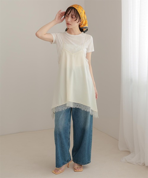 miette(ミエット)の「マットサテンレースキャミワンピース(ワンピース・レディース・ベージュ/ライトブルー/アイボリー/ブラック・FREE)」の6枚目の写真