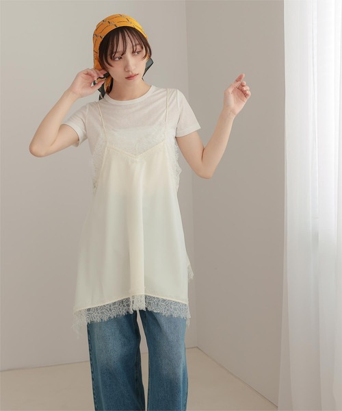 miette(ミエット)の「マットサテンレースキャミワンピース(ワンピース・レディース・ベージュ/ライトブルー/アイボリー/ブラック・FREE)」の8枚目の写真