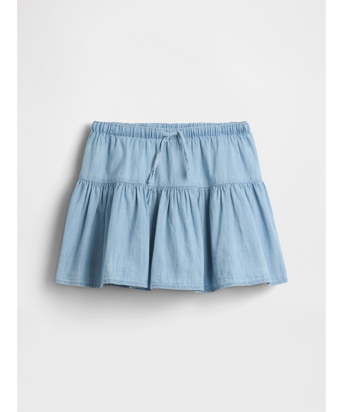 GAP(ギャップ)の「デニム ティアード ミニスカート・スコート (キッズ)(デニムスカート・キッズ・ライトインディゴブルー・130cm/120cm/110cm/160cm/150cm/140cm)」の3枚目の写真