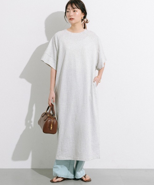 coca(coca)(コカ)の「五分袖カットワンピース(ワンピース・レディース・ライトグレー/ブラック・S/M/L)」の2枚目の写真