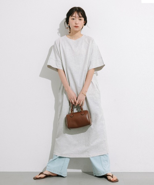 coca(coca)(コカ)の「五分袖カットワンピース(ワンピース・レディース・ライトグレー/ブラック・S/M/L)」の3枚目の写真