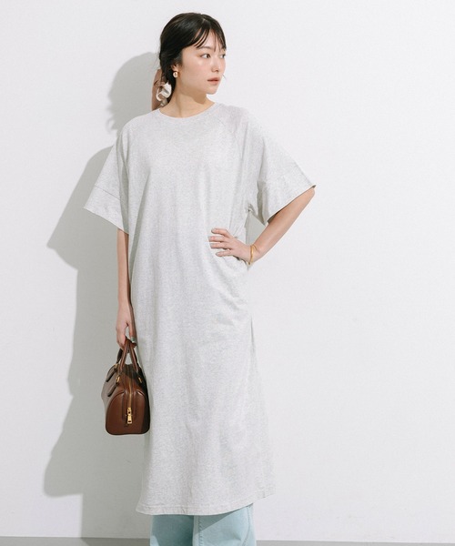 coca(coca)(コカ)の「五分袖カットワンピース(ワンピース・レディース・ライトグレー/ブラック・S/M/L)」の5枚目の写真