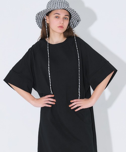 coca(coca)(コカ)の「五分袖カットワンピース(ワンピース・レディース・ライトグレー/ブラック・S/M/L)」の11枚目の写真