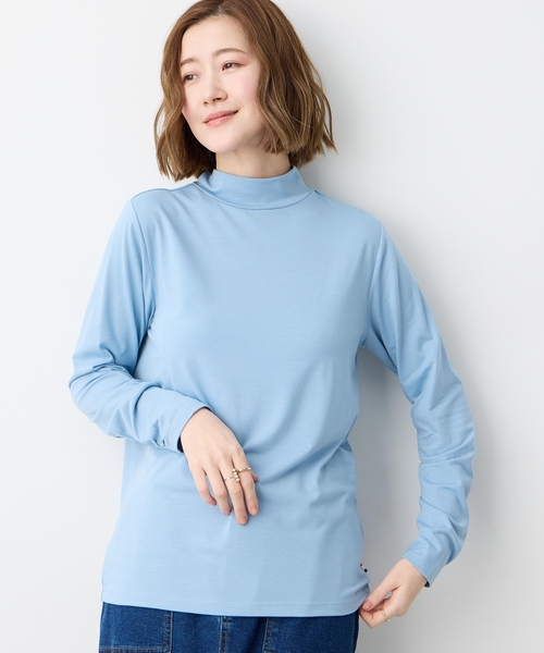 Petit Honfleur(プチオンフルール)の「袖シャーリングハイネックトップス(Tシャツ/カットソー・レディース・アイボリー/ブラック/サックスブルー/グレー・M/L)」の7枚目の写真