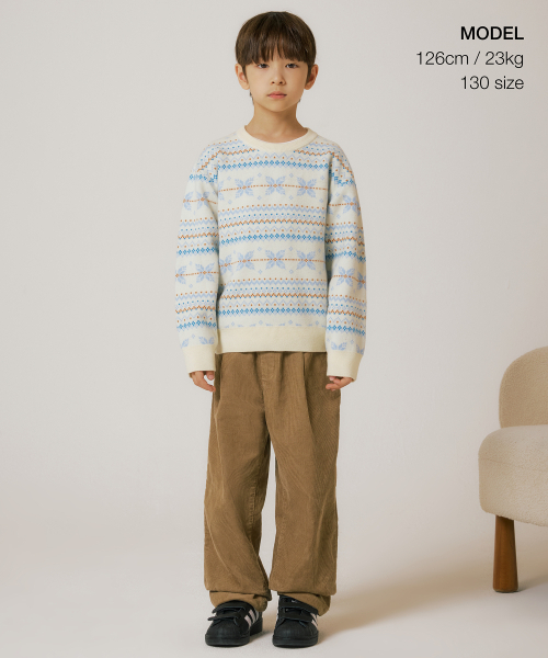 MUSINSA STANDARD KIDS（ムシンサスタンダードキッズ）の「フェアアイルクルーネックニット2 [クリーム]（ニット/セーター・レディース・その他・110/150/160/140/130/120）」の2枚目の写真