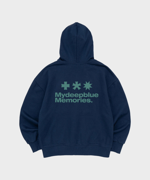 mydeepbluememories（マイディープブルーメモリーズ）の「(zp) MM SYMBOL LOGO 2WAY ZIP-UP (NAVY)（パーカー・レディース・ネイビー・SMALL/LARGE）」の6枚目の写真