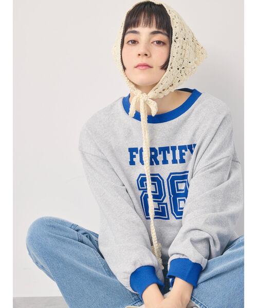 Samansa Mos2(サマンサ モスモス)の「リンガーロゴスウェット(Tシャツ/カットソー・レディース・キナリ/ピンク/グレー・F)」の2枚目の写真