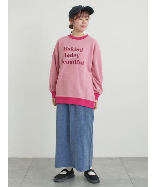 Samansa Mos2(サマンサ モスモス)の「リンガーロゴスウェット(Tシャツ/カットソー・レディース・キナリ/ピンク/グレー・F)」の13枚目の写真