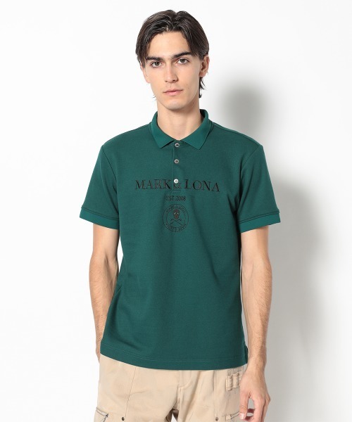 MARK & LONA（マークアンドロナ）の「Gauge Jacquard Polo | MEN（ポロシャツ・メンズ・ブラック/ホワイト/ピンク/グリーン・48/46）」の3枚目の写真
