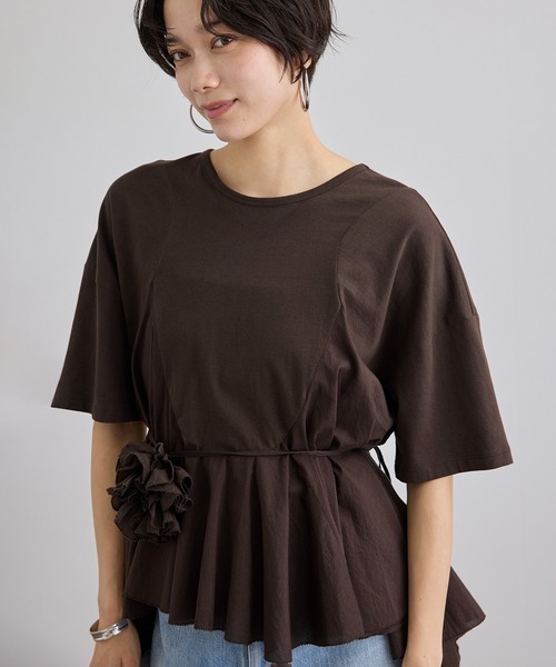 AAYUSHI（アユーシ） for SALON】別注ペプラムラッフルTシャツ（T