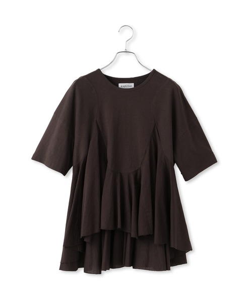 SALON adam et rope'(サロン アダム エ ロペ)の「【AAYUSHI(アユーシ) for SALON】別注ペプラムラッフルTシャツ(Tシャツ/カットソー・レディース・キナリ/ダークブラウン・FREE)」の20枚目の写真