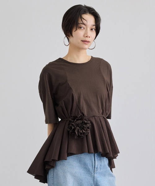AAYUSHI（アユーシ） for SALON】別注ペプラムラッフルTシャツ（T
