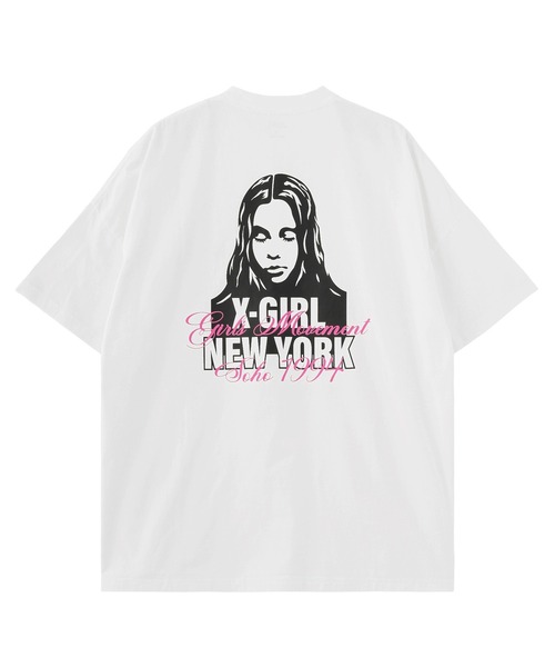 X-girl（エックスガール）の「FACE AND SCRIPT MIX LOGO S/S BIG TEE DRESS（ワンピース・レディース・ブルー/ブラック/ホワイト・S/M）」の2枚目の写真