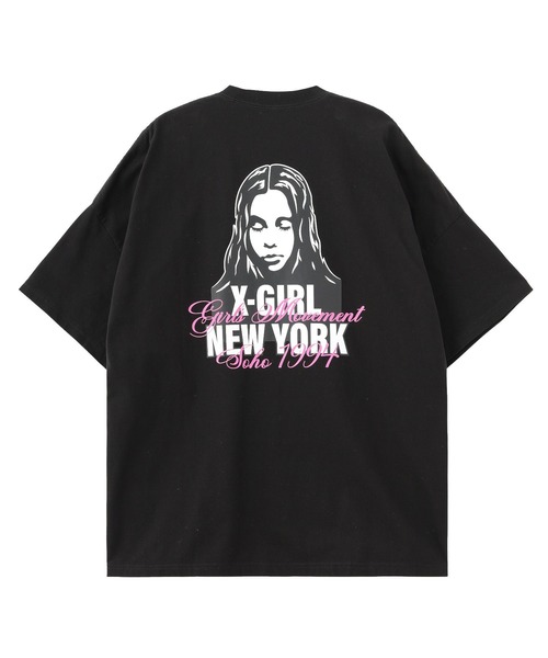 X-girl（エックスガール）の「FACE AND SCRIPT MIX LOGO S/S BIG TEE DRESS（ワンピース・レディース・ブルー/ブラック/ホワイト・S/M）」の3枚目の写真