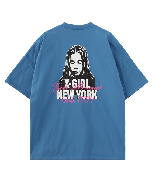 X-girl（エックスガール）の「FACE AND SCRIPT MIX LOGO S/S BIG TEE DRESS（ワンピース・レディース・ブルー/ブラック/ホワイト・S/M）」の9枚目の写真