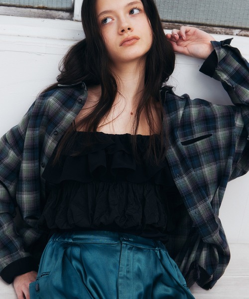 LE CIEL BLEU(ルシェルブルー)の「ラッフルビスチェトップ / Ruffled Bustier Top(その他トップス・レディース・ブラック/オフホワイト・36)」の2枚目の写真