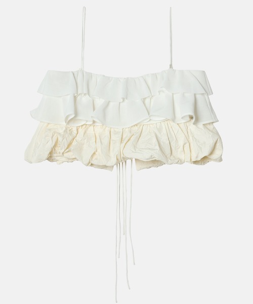 LE CIEL BLEU(ルシェルブルー)の「ラッフルビスチェトップ / Ruffled Bustier Top(その他トップス・レディース・ブラック/オフホワイト・36)」の9枚目の写真