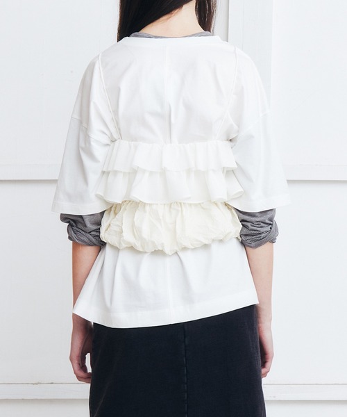 LE CIEL BLEU(ルシェルブルー)の「ラッフルビスチェトップ / Ruffled Bustier Top(その他トップス・レディース・ブラック/オフホワイト・36)」の8枚目の写真