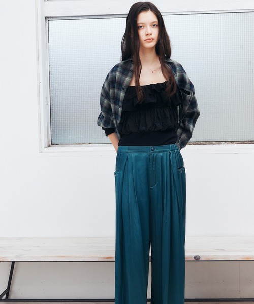 LE CIEL BLEU(ルシェルブルー)の「ラッフルビスチェトップ / Ruffled Bustier Top(その他トップス・レディース・ブラック/オフホワイト・36)」の12枚目の写真