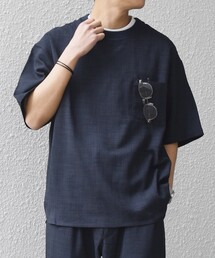 SHIPS any | SHIPS any:〈洗濯機可能〉FUTURE LINEN CANVAS リネンライク デザイン リブ ポケット Tシャツ◆(Tシャツ/カットソー)