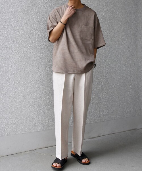 SHIPS any（シップス エニィ）の「SHIPS any:〈洗濯機可能〉FUTURE LINEN CANVAS リネンライク デザイン リブ ポケット Tシャツ◆（Tシャツ/カットソー・メンズ・オリーブ/ネイビー/ブルー/ブラウン・SMALL/LARGE/MEDIUM）」の5枚目の写真