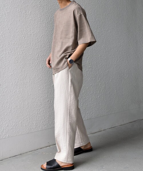 SHIPS any（シップス エニィ）の「SHIPS any:〈洗濯機可能〉FUTURE LINEN CANVAS リネンライク デザイン リブ ポケット Tシャツ◆（Tシャツ/カットソー・メンズ・オリーブ/ネイビー/ブルー/ブラウン・SMALL/LARGE/MEDIUM）」の6枚目の写真