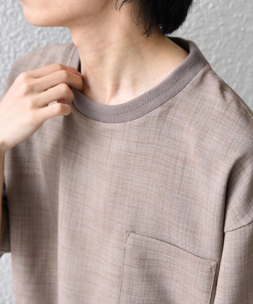 SHIPS any（シップス エニィ）の「SHIPS any:〈洗濯機可能〉FUTURE LINEN CANVAS リネンライク デザイン リブ ポケット Tシャツ◆（Tシャツ/カットソー・メンズ・オリーブ/ネイビー/ブルー/ブラウン・SMALL/LARGE/MEDIUM）」の10枚目の写真